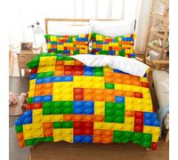 ZZTBQ Parure de Lit Enfant Motif Blocs de Construction colorés Housse de Couette +Taie d'oreiller pour Lit Junior/Bas Âge/Bambin/Bébé 90x190/65x65 (2 Piece)