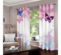 ZZTBQ Rose Lot de 2 Rideaux Occultants, Papillon Rideau Thermique Isolant Anti Froid, 140x240, Rideau Occultant avec Œillets Rideau Fenetre