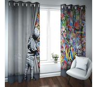 ZZTBQ Style Graffiti Lot de 2 Rideaux Occultants, thème Hip hop Rideau Thermique Isolant Anti Froid, 140x240, Rideau Occultant avec Œillets Rideau Fenetre