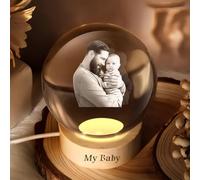 ZZTINGC Boule De Cristal Personnalisée Avec Photo D'échographie Et Éclairage, Veilleuse Boule De Cristal Gravée En 3D Avec Photo Et Texte, Cadeau Personnalisé Pour Une Baby Shower(6cm)