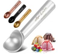 ZZTINGC Cuillère À Glace Personnalisée De 1,5 Oz, 7 Pouces De Long, Cuillère À Biscuits en Métal Antiadhésive Et Antigel, Cuillère À Glace Gravée pour Gelato, Pâte À Biscuits, Sorbet