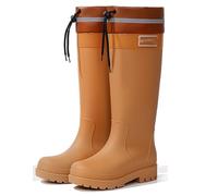 ZZTWER Bottes de Pluie imperméables à Revers Extra-Hauts, Surchaussures de randonnée Rehaussantes avec Semelle antidérapante Bottes de Pluie(Khaki,37 EU)
