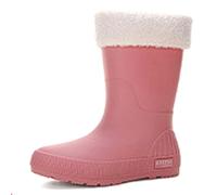ZZTWER Bottes de Pluie mi-Mollet for Femmes, imperméables, antidérapantes, Semelle épaisse, Bottes de Jardin en PVC, doublées Polaire Quatre Saisons Bottes de Pluie(Pink 1,41 EU)