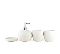 ZZTWER Ensemble de Salle de Bain en céramique 4 pièces avec Distributeur de Savon, 2 gobelets et Porte-Savon | Organiseur de Meuble-lavabo Ensemble Salle de Bain(Wit)