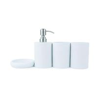 ZZTWER Ensemble de Salle de Bain en résine 4 pièces, Distributeur de Savon, Porte-Savon et 2 gobelets, Style Simple, 6 Options de Couleurs Ensemble Salle de Bain(Blauw)