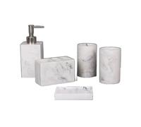 ZZTWER Ensemble de Salle de Bain en résine 5/6 pièces avec Distributeur de Savon, Porte-Brosse à Dents, gobelets, Porte-Savon et Plateau Ensemble Salle de Bain(5-Pieces)