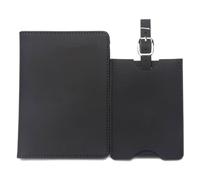 ZZTWER Étui à Passeport en Cuir, Ensemble d'étiquettes de Bagages, sans Motif, Porte-Passeport, Porte-Billets, Pochette légère for Documents de Voyage Protège-passeports(Svart)