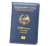 ZZTWER Étui de Protection for Passeport du Laos, Unisexe, en Cuir, Court, Durable Protège-passeports(Donker Blauw)