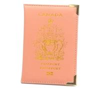 ZZTWER Étui for Passeport Canadien, Pied en cuivre, Coin en métal, Livre de Passeport, Couverture de Passeport de Voyage Mince, Porte-Billets en Cuir, Sac Protège-passeports(Roze)