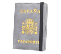 ZZTWER Étui for Passeport Espagnol antimagnétique en Cuir, Porte-Billets Court, étui de Voyage Portable for Passeport, Couverture Ultra Fine Protège-passeports(Grey)