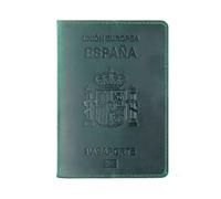 ZZTWER Étui for Passeport Espagnol, Porte-Documents, Portefeuille rétro en Cuir de Vache for Carte d'embarquement, Porte-Cartes, Ensemble de carnets de Passeport Protège-passeports(Dark Green)