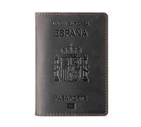 ZZTWER Étui for Passeport Espagnol, Porte-Documents, Portefeuille rétro en Cuir de Vache for Cartes d'embarquement, Porte-Cartes, Ensemble de passeports Protège-passeports(Svart)
