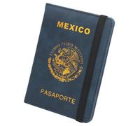 ZZTWER Étui for Passeport Mexicain avec Bande élastique, Fente Multi-Cartes, antimagnétique, Porte-Passeport, Porte-Billets, Portefeuille de Voyage Fin Protège-passeports(Donker Blauw)