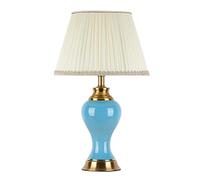 ZZTWER Modern Ceramic Table Lamp,Hand-Pul Ceramic Table Lamp with Fabric Shade,Contemporary Nightstand Lamps for Living Room, Bedroom Lampe d'appoint(Blauw)