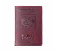 ZZTWER Porte-Passeport Russe, Porte-Documents, Portefeuille rétro en Cuir de Vache, Porte-Cartes d'embarquement, Porte-Cartes, Ensemble de passeports Vintage Protège-passeports(Rot)