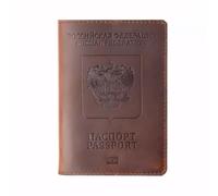 ZZTWER Porte-Passeport Russe, Porte-Documents, Portefeuille rétro en Cuir de Vache, Porte-Cartes d'embarquement, Porte-Cartes, Ensemble de passeports Vintage Protège-passeports(Brown)