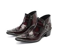 ZZveZZ Bottes Courtes d'hiver for Hommes Rouges Surélevées Chaussures De Plein Air Décontractées (Color : Rosso, Size : 45 EU)