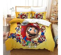 ZZVRMCYLD 3D, Imprimé Mario Ensemble De Literie Microfibre Super Douce Et Respirante Housse De Couette 3 Pièces Et Taie d'oreiller King（220x240cm）