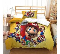 ZZVRMCYLD 3D, Imprimé Mario Literie en Microfibre Super Douce Et Respirante Set De Housse De Couette 2 Pièces Et Taie d'oreiller Single（135x200cm）