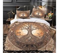 ZZVRMCYLD Arbre de la Vie 3D Imprimé Drap de Couette Microfibre éclair caché Conception Artistique Mystique Housse de Couette 2 taies Lavable Machine Adultes Couples Super King（260x220cm）