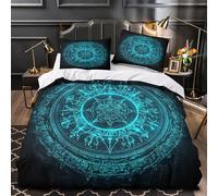 ZZVRMCYLD Cercle Mystique 3D Imprimé Drap de Couette Microfibre Respirant Conception numérique Fantastique Housse de Couette 2 taies Anti-Decoloration déco Famille Super King（260x220cm）