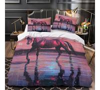 ZZVRMCYLD Cheval numérique 3D Imprimé Drap de Couette 3 pièces Microfibre éclair dissimulé Bug Fantastique Housse de Couette 2 taies résistante garçons Enfants Super King（260x220cm）