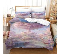 ZZVRMCYLD Imprimé 3D Mount Fuji Under Cherry Blossom Trees Ensemble De Literie avec Microfibre Super Douce Et Respirante Sets De Housses De Couettes 3 Pièces Et Taie d'oreiller Double（200x200cm）