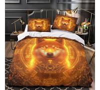 ZZVRMCYLD Loup Mystique 3D Imprimé Drap de Couette Microfibre résistante Conception rituelle dorée Housse de Couette 2 taies léger Couples Famille Double（200x200cm）