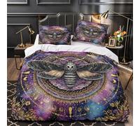 ZZVRMCYLD Papillon Mystique 3D Imprimé Housse de Couette 3 pièces Microfibre Lavable Machine Conception Cosmique Artistique Drap de Couette 2 taies inaltérable déco Chambre Couple King（220x240cm）