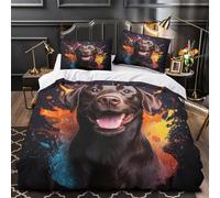 ZZVRMCYLD Portrait de Chien Heureux 3D Imprimé Drap de Couette Microfibre résistante Éclaboussure colorée Housse de Couette 2 taies Entretien Facile Famille invités Super King（260x220cm）