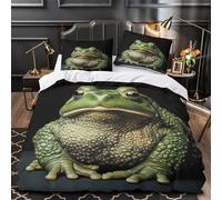ZZVRMCYLD Portrait de Grenouille Verte 3D Imprimé Drap de Couette Microfibre Anti-Decoloration Faune réaliste Housse de Couette 2 taies éclair Anti-Tache déco Chambre Couple Single (135x200cm)