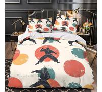 ZZVRMCYLD pratiquant de karaté 3D Imprimé Drap de Couette Microfibre Anti-Tache Conception martiale Housse de Couette 2 taies Anti-Decoloration déco Famille Single（140x200cm）