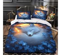 ZZVRMCYLD Renard endormi 3D Imprimé Housse de Couette 3 pièces Microfibre léger Fantaisie Drap de Couette 2 taies éclair caché Couples Famille Single (135x200cm)