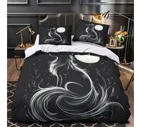 ZZVRMCYLD Renard Hurlant 3D Imprimé Housse de Couette 3 pièces Microfibre résistante Fantaisie Nocturne Drap de Couette 2 taies Lavable Machine garçons Enfants King（220x240cm）