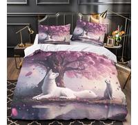 ZZVRMCYLD Renard sous Les Cerises 3D Imprimé Housse de Couette Microfibre éclair dissimulé Fantaisie Drap de Couette 2 taies Anti-Tache déco Chambre Adulte Double（200x200cm）