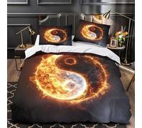 ZZVRMCYLD Symbole du feu 3D Imprimé Housse de Couette Microfibre éclair dissimulé Conception Mystique spirituelle Drap de Couette 2 taies Anti-Tache garçons Enfants Double（200x200cm）