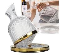 ZZwansuGE Carafe Rotative à 360 Degrés, Carafe en Verre, Carafe De 1200 ML, Carafe en Verre Cristal, pour Cadeau/Bar/Décoration/Art (200 X 245 X 90 Mm),A