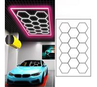 ZZwansuGE éClairage De Garage Hexagonal 672W, 14 LED Ultra Brillantes en Nid d'abeille, TempéRature De Couleur 6 500K, 110-120lm/W, pour EntrepôTs, sous-Sols, Ateliers (2 435 X 4 845 mm),Pink