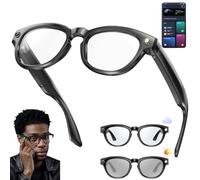 ZZwansuGE Lunettes AI (Prise De Photo + Enregistrement VidéO + Appel), avec CaméRa HD 200w Pixels + Haut-Parleur, Verres à Teinte Automatique, Applications De Synchronisation