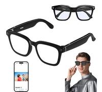 ZZwansuGE Lunettes Intelligentes AI, Lunettes De Traduction en Temps RéEl, Prise en Charge De La Prise De Vue + Conversation + Traduction + éCoute De Musique + Enregistrement, avec CaméRa HD 500w,B