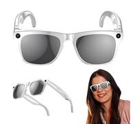 ZZwansuGE Lunettes Intelligentes AI, Traduction Multilingue en Temps RéEl AI, avec CaméRa HD 1 Million De Pixels + Deux Haut-Parleurs + Flash, pour Les Voyages, La Musique, Les Appels Bluetooth,White