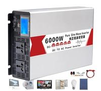 ZZwansuGE Onduleur De Puissance, Onduleur à Onde SinusoïDale Pure 4000-8000W, Convertisseur De VéHicule Domestique 12V 24V 48V 60V à 220V, avec éCran + Port USB + 2*Prises Universelles,6000W-60V