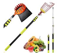 ZZwansuGE Perche TéLescopique De 3,5 M De Haut, Outil De Cueillette De Fruits, avec Perche TéLescopique à 4 Sections + Sac en Filet, pour Pommes, Poires, Prunes