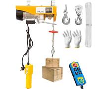 ZZwansuGE Treuil éLectrique 140-840 Kg, Petite Grue à CâBle, Hauteur De Levage 12 MèTres, avec TéLéCommande sans Fil + Crochet Simple/Double, pour Usines, Quais, EntrepôTs,700kg