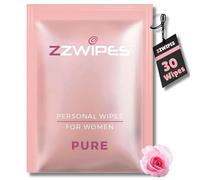 ZZWIPES, Lot de 30 lingettes humides pour femme sans alcool, grandes lingettes hygiéniques corporelles et intimes emballées individuellement, transport quotidien, vacances et fraîcheur en déplacement