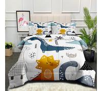 ZZXHG Couette 200 x 200 cm 4 Saisons, Dinosaure de Dessin Animé Couette en Microfibre, Couette 2 Lit Personnes pour Adulte Enfant, Chaude Couette Set avec 1 Couette + 2 Taie d'oreiller 65x65 cm