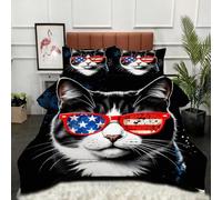 ZZXHG Couette 3D | Chat Noir Drapeau, Confort Thème Varié, Lavable | Parfaite pour Grand Lit, Design Unique, 200x200 cm avec 2 Taies Incluses_A2584