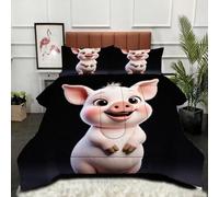 ZZXHG Couette 3D Imprimé Confortable et Respirante, Animal Cochon, Housse de Couette 160x200 cm avec 2 Taies d'oreiller 65x65 cm, Literie pour Tous Les Jours, pour Adultes et Adolescents_8589a
