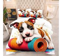 ZZXHG Couette 3D Imprimé Confortable et Respirante, Bull Terrier Jaune, Housse de Couette 160x200 cm avec 2 Taies d'oreiller 65x65 cm, Literie pour Tous Les Jours, pour Adultes et Adolescents_871a