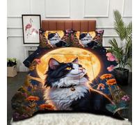 ZZXHG Couette 3D Imprimé Confortable et Respirante, Chat Animal en 3D, Couette 160x200 cm avec 2 Taies d'oreiller 65x65 cm, Literie pour Tous Les Jours, pour Adultes et Adolescents_A9405